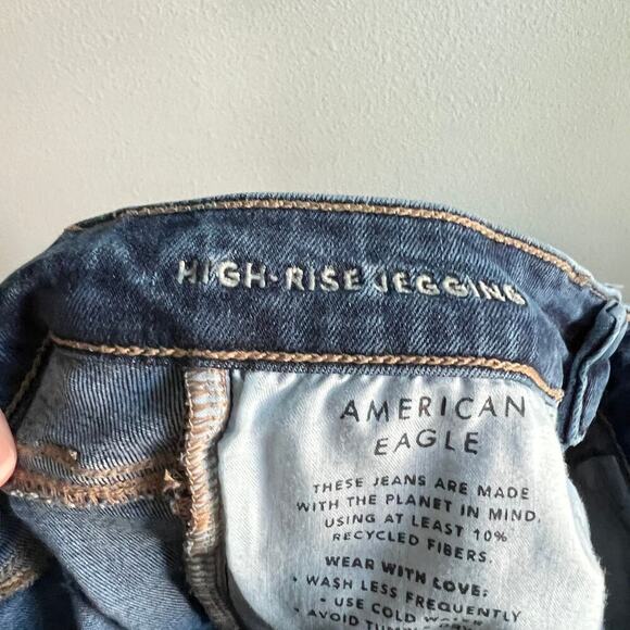 American Eagle High Rise Jegging Jeans Womens 2 Short Medium Wash Stretch Skinny - Picture 6 of 8
